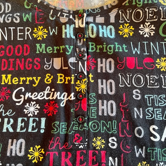 Sleep Sense Women’s Holiday Word-Print Jersey Sleep Top Size M - Picture 6 of 14